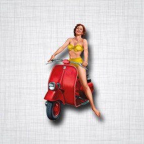 Pin-UP Vespa rouge