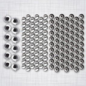 mini stickers, rivets, vis, impacts de balle