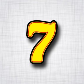 chiffre 7 Jaune rouge et noir ht 90mm