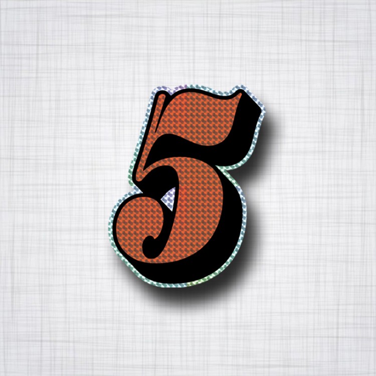 Chiffre 5 Noir et Orange prismatique ht 90mm