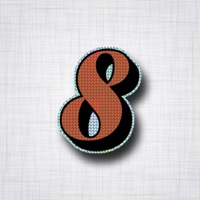 Chiffre 8 Noir et Orange prismatique ht 90mm