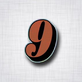 Chiffre 9 Noir et Orange prismatique ht 90mm