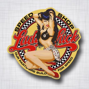 Pin-up Lady Luck Speed Shop Gauche