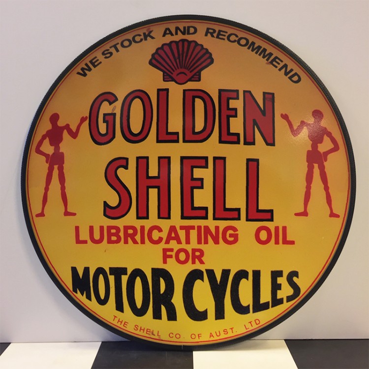 Plaque publicitaire Golden Shell for Motorcycles