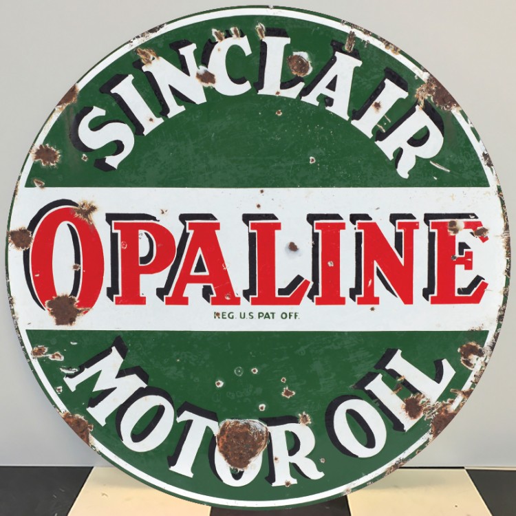 Plaque publicitaire SINCLAIR OPALINE Motor Oil