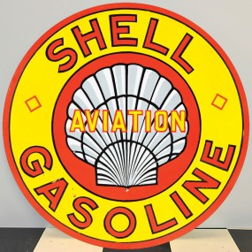 Plaque publicitaire SHELL GASOLINE AVIATION