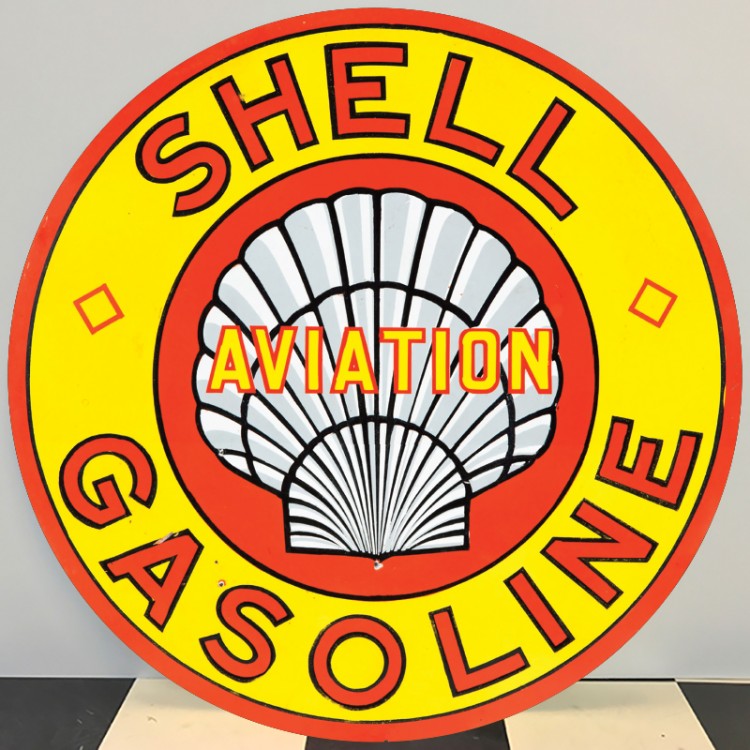 Plaque publicitaire SHELL GASOLINE AVIATION