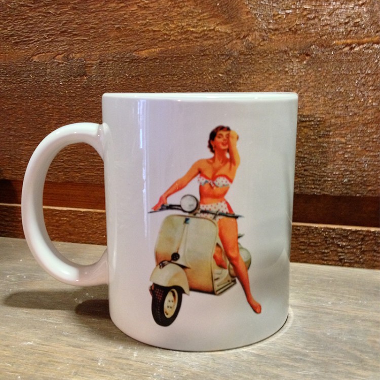 Mug céramique Blanc Pin-up Vespa