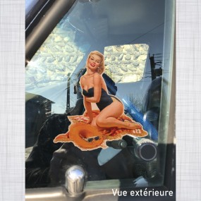 Sticker Pin-up Blonde Plage vitrauphanie