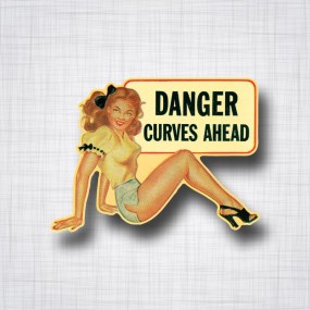 Sticker Pin-Up Danger Curves Ahead