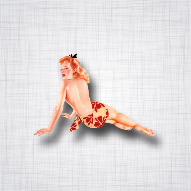 Sticker Pin-Up Rousse Dos nu