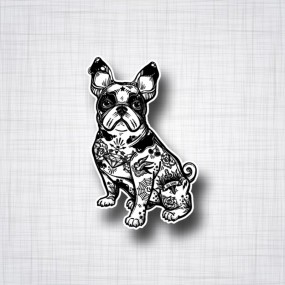 Sticker Bouledogue Français Tatouages Old School.