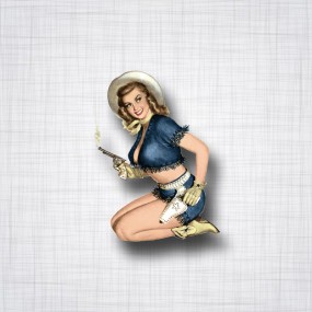 Sticker pin up cow girl.