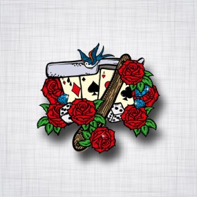 Sticker Roses AS Poker Rasoir tatouage.
