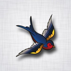 Sticker Hirondelle Old School Tatouage.