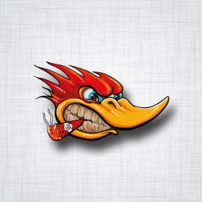 Sticker Canard Woody Woodpecker racing droit.
