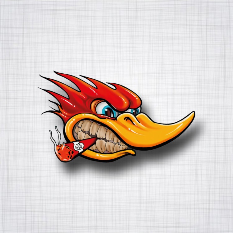 Sticker Canard Woody Woodpecker racing droit.
