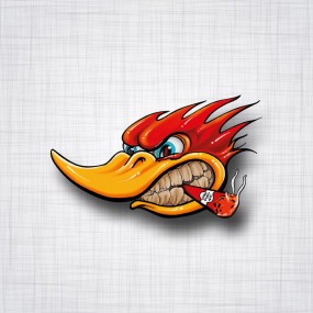 Sticker Canard Woody Woodpecker racing gauche.