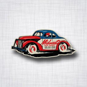 Sticker Stock Car Midwest Racing Equipment.