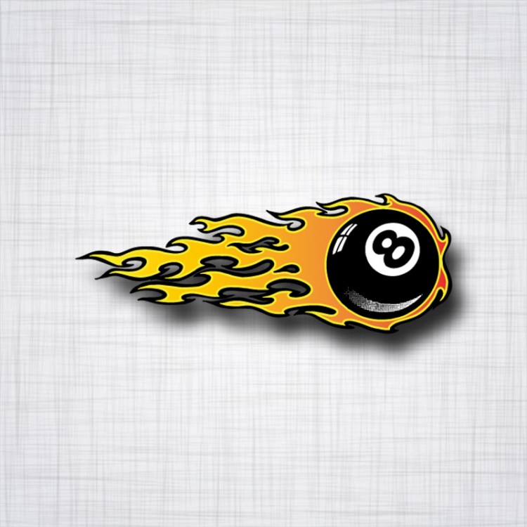 Sticker Eight Ball Flamme Droit