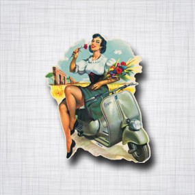 Pin-Up Vespa fleurs